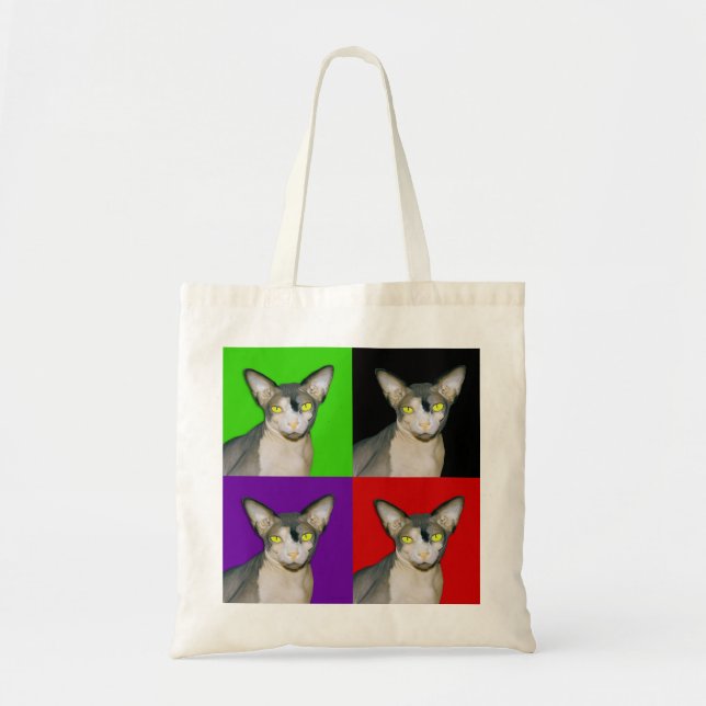Tote Bag Art de bruit de Ninja de chat de Sphynx 2 (Devant)