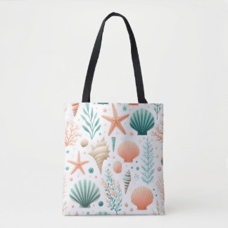 Tote Bag Art de coquillages côtiers