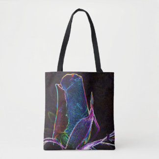 Tote Bag Art de fleur abstraite Electric Rosebud 
