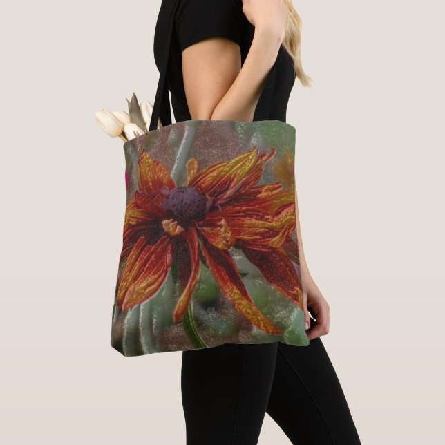 Tote Bag Art de fleur de marguerite orange  (De près)