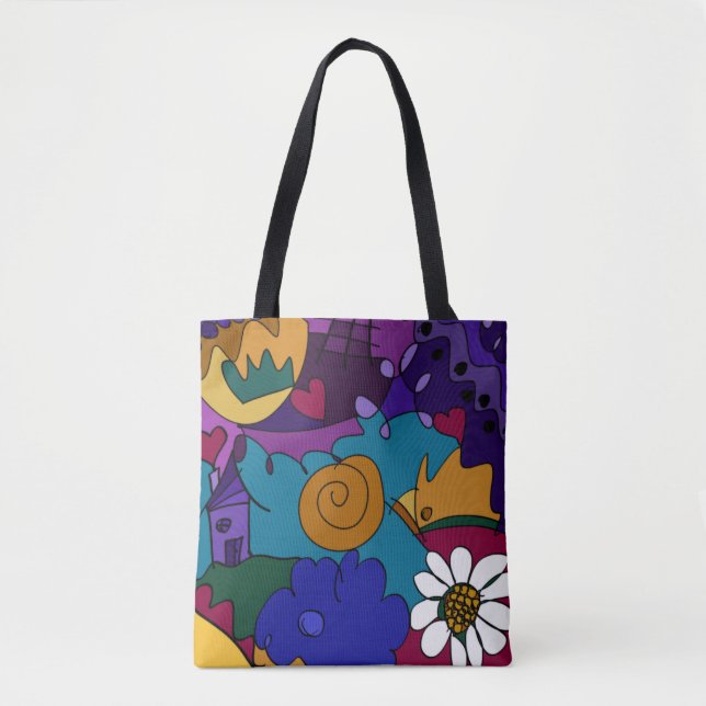 Tote Bag Art de gribouillage coloré (Devant)