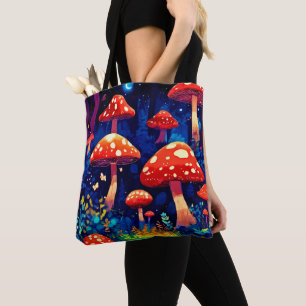 Tote Bag Art de la Forêt de Champignons magiques