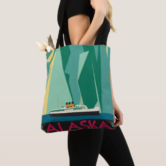 Tote Bag Art de l'affiche de voyage vintage de l'Alaska, gl