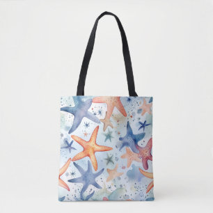 Tote Bag Art de l'aquarelle des étoiles de mer