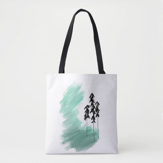 Tote Bag art de l'arbre vert scandinave simple moderne ment (Devant)