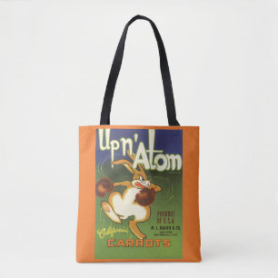 Tote Bag Art de l'étiquette vintage Boxeur Lapin, Carottes