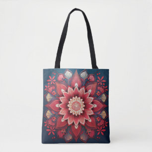 Tote Bag Art de Mandala rouge radieux