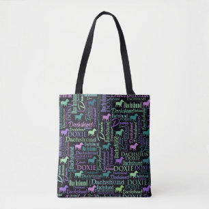Tote Bag Art de mot de teckel