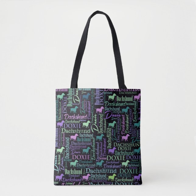 Tote Bag Art de mot de teckel (Devant)