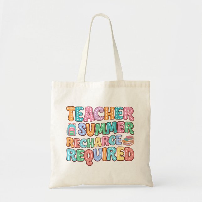 Tote Bag Art de mots de professeur d'été mignon (Devant)