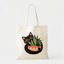 Art de plante succulente de chat noir fantaisiste