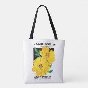 Tote Bag Art de pochette de graines vintage, fleurs de Core