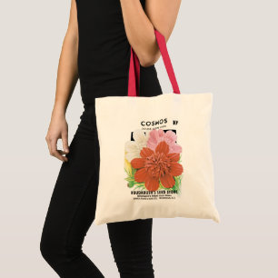Tote Bag Art de pochette de graines vintage, fleurs de jard