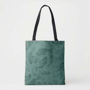 Tote Bag Art de pochoir de poissons aquatiques à motif de b