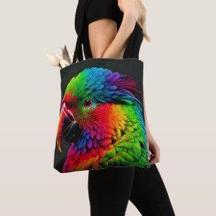 Tote Bag Art de profil de perroquet exotique coloré et vibr
