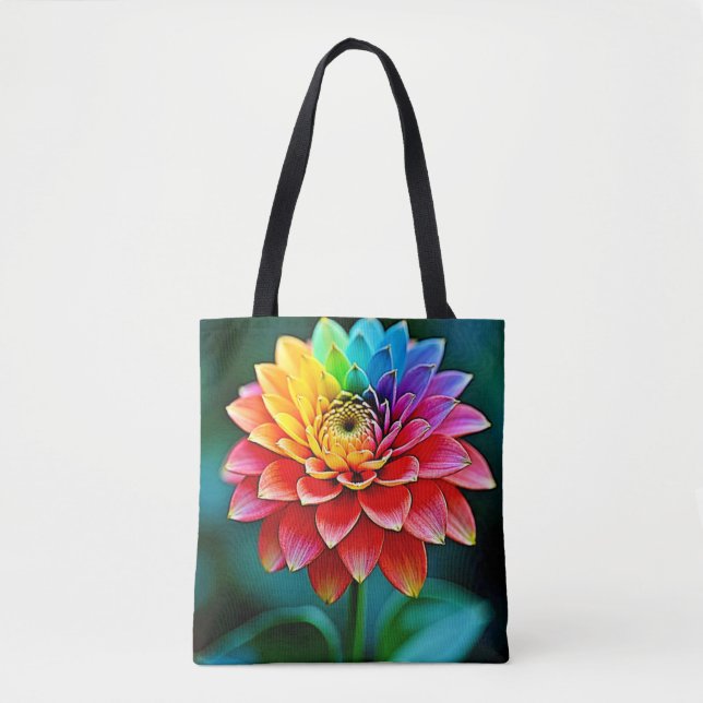 Tote Bag Art de rêve pétale arc-en-ciel dynamique (Devant)
