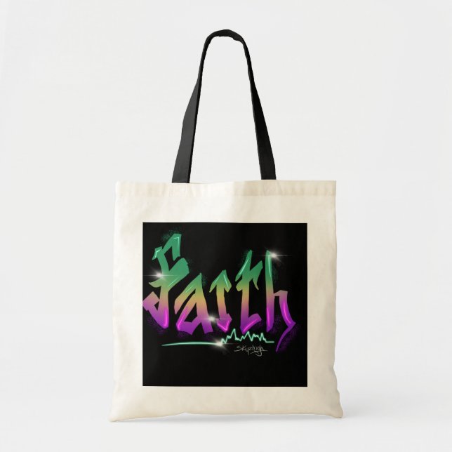 Tote Bag Art de rue urbain néon de foi (Devant)