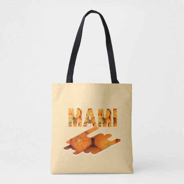 Tote Bag Art de typographie MAMI Orange (Devant)