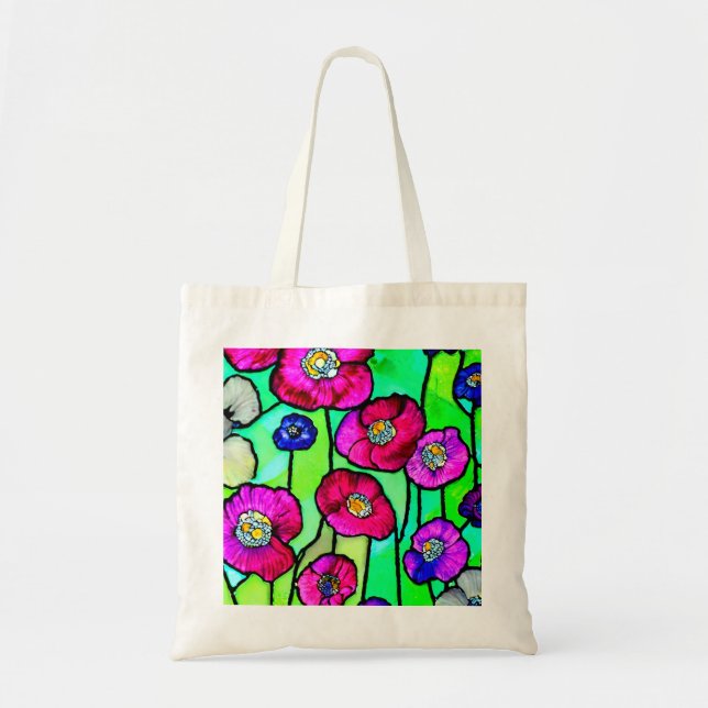 Tote Bag Art de verre aux anémones (Devant)