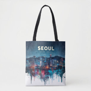 Tote Bag Art de voyage à l'aquarelle de Séoul Corée du Sud