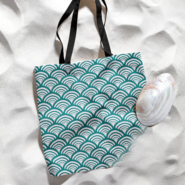 Tote Bag Art Déco Arc Coquille Sarcelle (Créateur téléchargé)