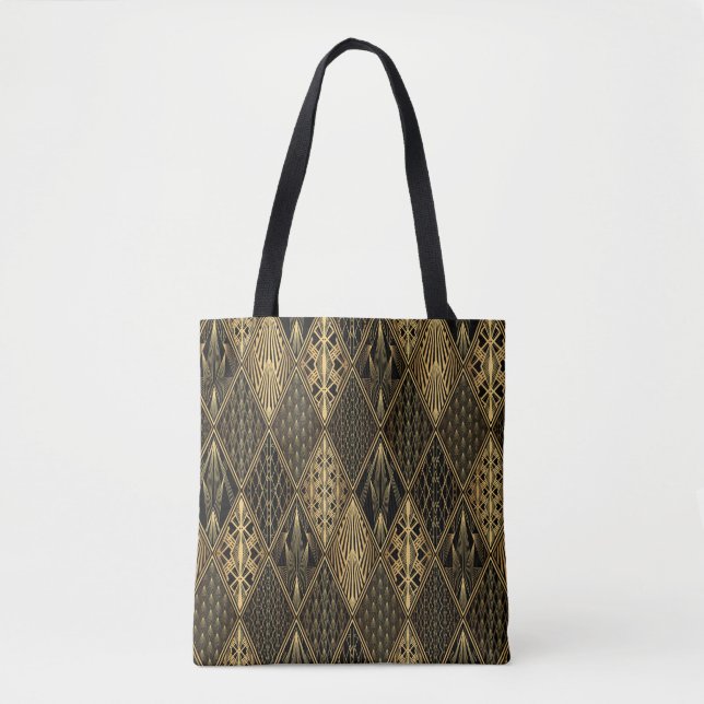 Tote Bag Art Déco Black Gold Elegance (Devant)
