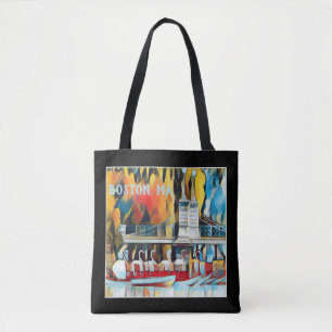 Tote Bag Art Déco Boston Swan Boats sur arrière - plan no