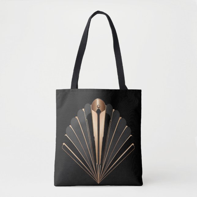 Tote Bag Art Deco Gold Fan Geometric Elegance (Devant)