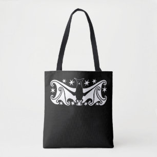 Tote Bag Art Déco Halloween Flying Bat Starry Nuit