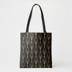 Tote Bag Art Déco : Noir Or sans couture luxe