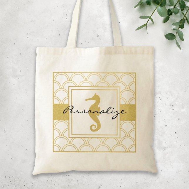 Tote Bag Art Déco Ocean Wave Patten Gold Parties scintillan (Créateur téléchargé)