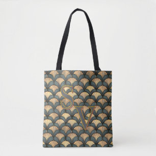 Tote Bag Art Déco personnalisé Turquoise et or