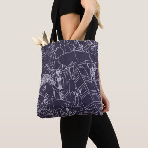 Tote Bag Art Déco Romain SPQR Esthétique Violet Foncé Art
