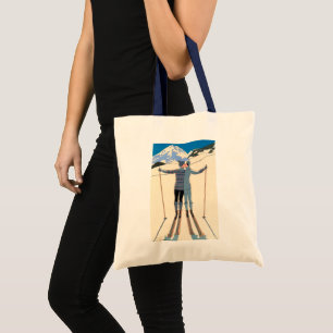 Tote Bag Art Déco vintage, Amants en Neige par George Barbi
