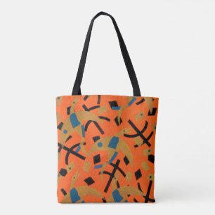 Tote Bag Art Déco Vintage Jazz Pochoir Oiseaux Animaux Doré