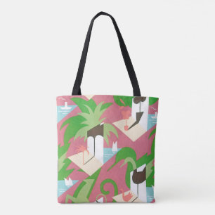Tote Bag Art Déco vintage Jazz Pochoir Palmiers et Oiseaux