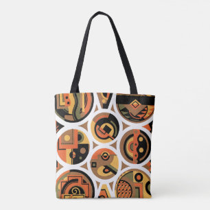 Tote Bag Art Déco Vintage Pochoir Jazz Cercles Géométriques