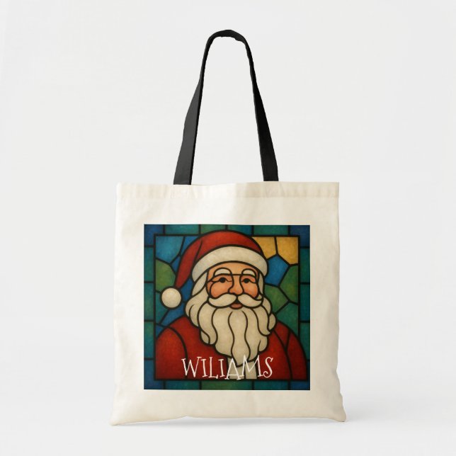 Tote Bag Art déco vitrail de Noël sur le thème de Santa per (Devant)