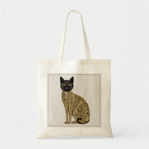 Tote Bag Art décoratif de chat noir dans le style de Gustav