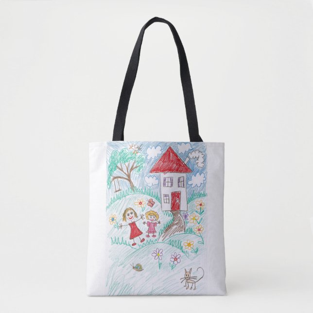 Tote Bag Art d'enfants mignon votre image (Devant)