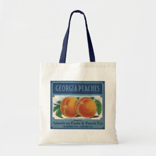 Tote Bag Art d'étiquette de caisse de fruits vintage, pêche