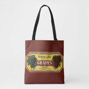 Tote Bag Art d'étiquette de caisse de fruits vintage, raisi