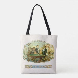 Tote Bag Art d'étiquette de cigare vintage, Club Friends Bi