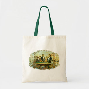 Tote Bag Art d'étiquette de cigare vintage, Club Friends Bi