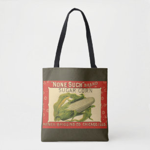 Tote Bag Art d'étiquette de légume vintage, None Such maïs