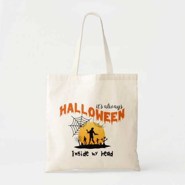 Tote Bag Art d'Halloween Citrouille effrayant | Amusement é (Devant)