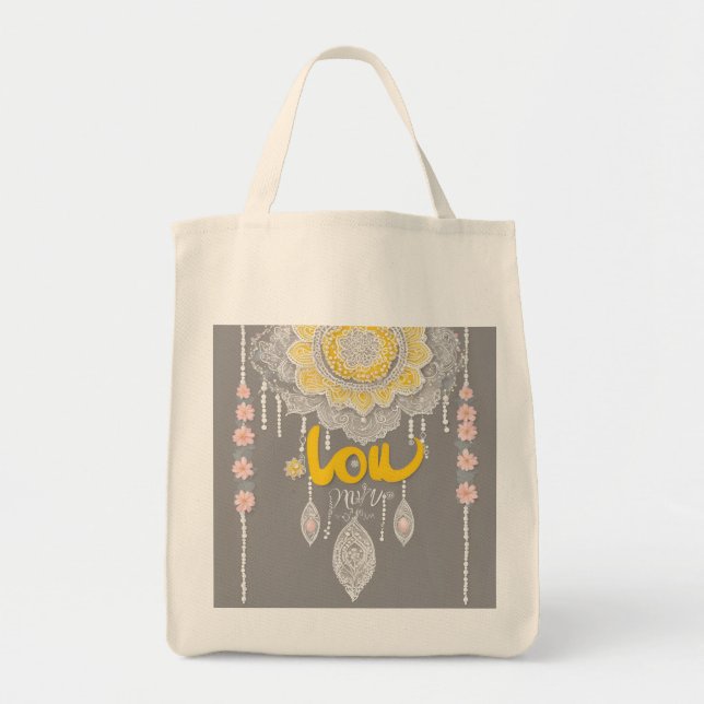 Tote Bag Art d'IA Sunny Grey Lace  (Devant)