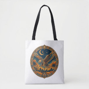 Tote Bag Art du désert de la lune du faucon arabe