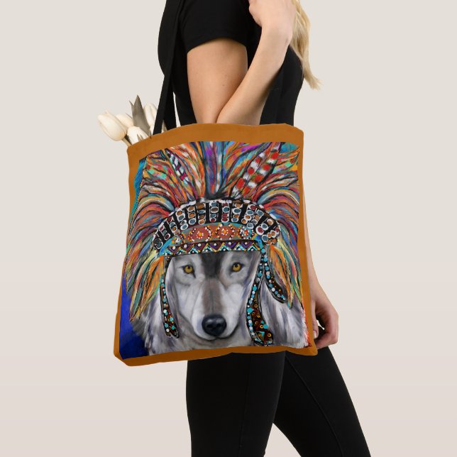 Tote Bag Art du Loup Gris (De près)