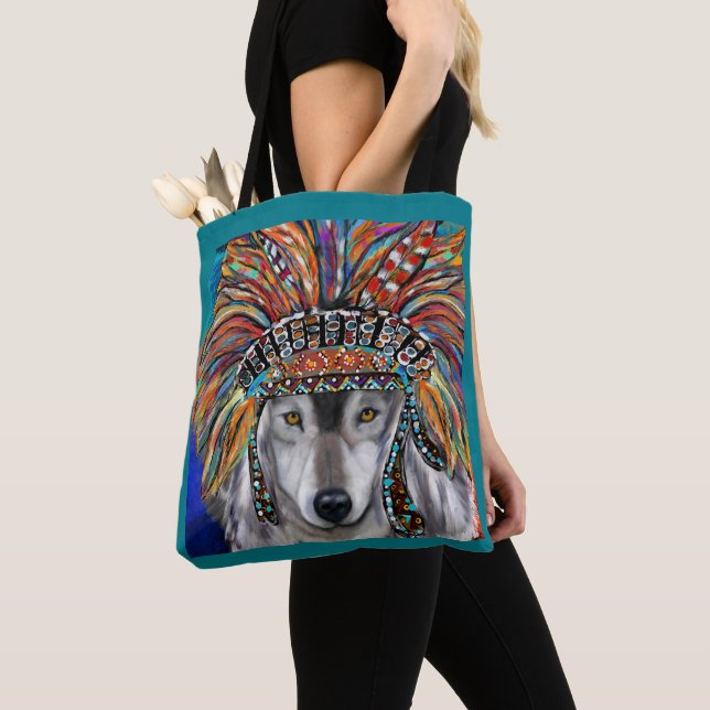 Tote Bag Art du Loup Gris (De près)
